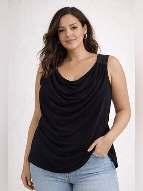DONNA COWL NECK SEQUIN STRAP TOP